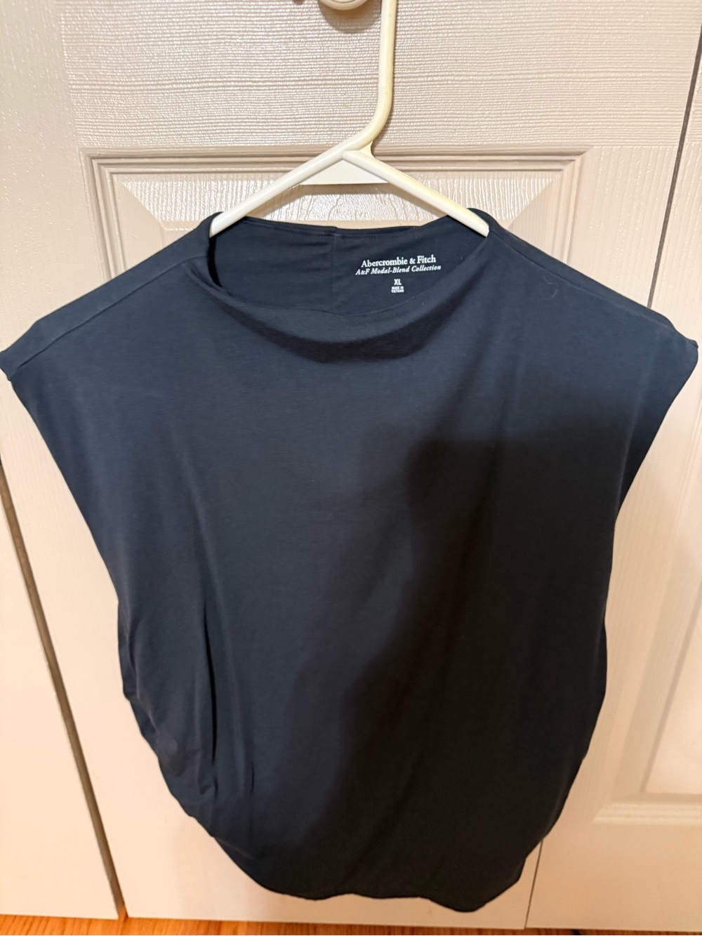 Abercrombie & Fitch Dark Navy Cap-Sleeve Crewneck Tank